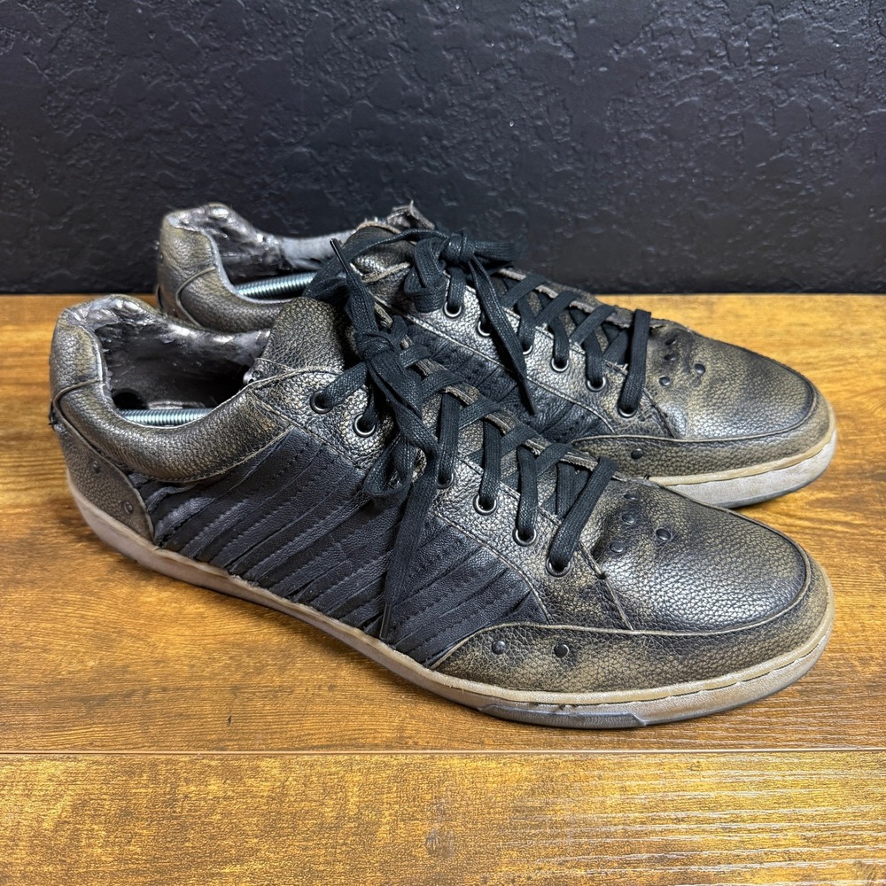 Mark Nason Lounge 71801 DKBR Metallic Leather Skull Stud Sneakers Mens 13